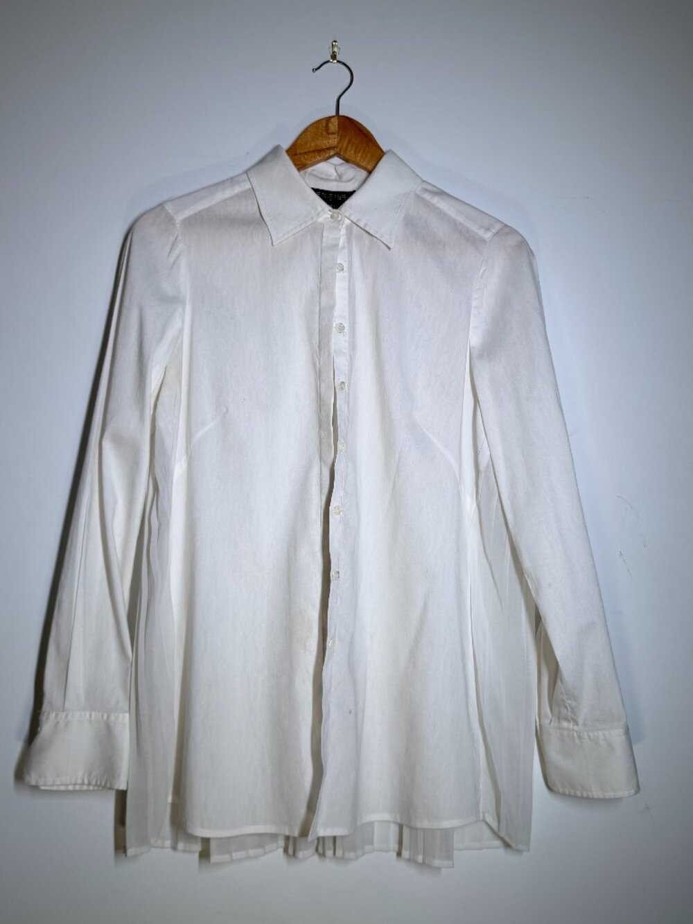 Etcetera Women's White Dress Shirt with Paisley Pattern + Chiffon Back Size 4
